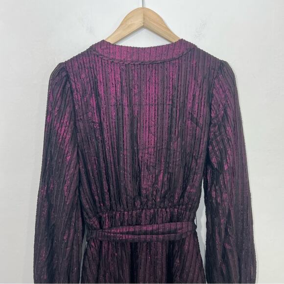 ModCloth Your Time To Shine Purple Metallic Faux Wrap Dress Size Medium - Picture 12 of 15